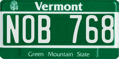VT license plate NOB768