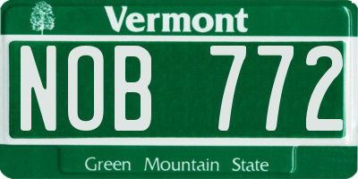 VT license plate NOB772