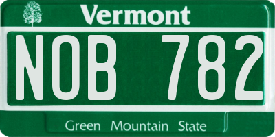 VT license plate NOB782
