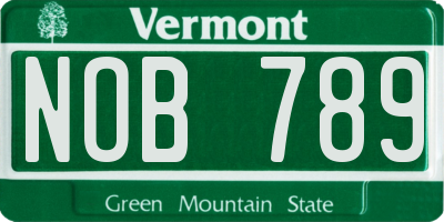 VT license plate NOB789