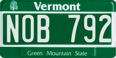 VT license plate NOB792