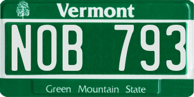 VT license plate NOB793