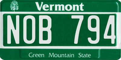 VT license plate NOB794