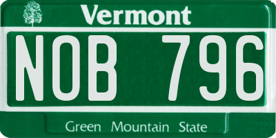 VT license plate NOB796