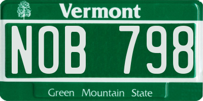 VT license plate NOB798