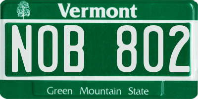 VT license plate NOB802