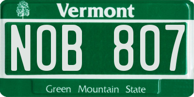 VT license plate NOB807