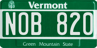 VT license plate NOB820