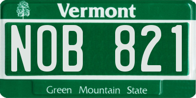 VT license plate NOB821