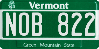 VT license plate NOB822