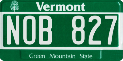 VT license plate NOB827
