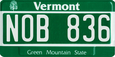 VT license plate NOB836