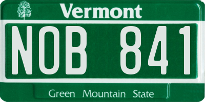 VT license plate NOB841