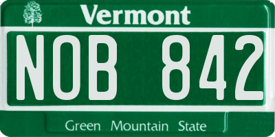 VT license plate NOB842