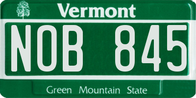 VT license plate NOB845