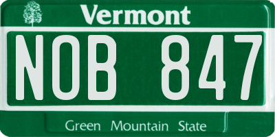 VT license plate NOB847