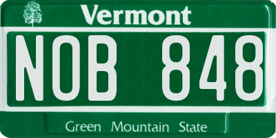 VT license plate NOB848