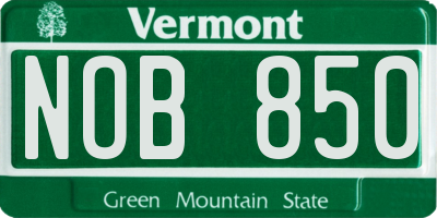VT license plate NOB850