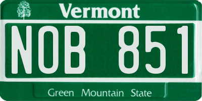 VT license plate NOB851