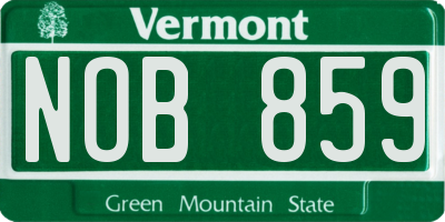 VT license plate NOB859