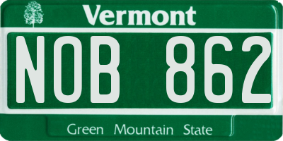 VT license plate NOB862