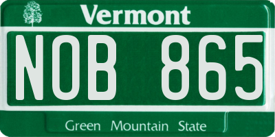VT license plate NOB865