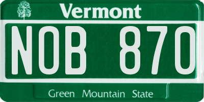 VT license plate NOB870