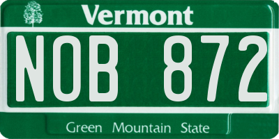 VT license plate NOB872