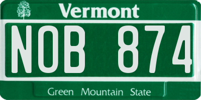 VT license plate NOB874