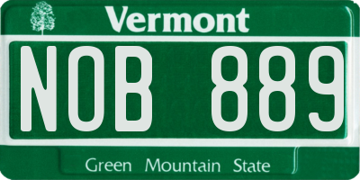 VT license plate NOB889