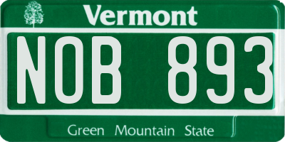 VT license plate NOB893