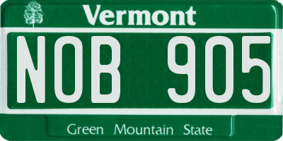 VT license plate NOB905