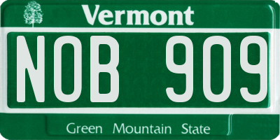 VT license plate NOB909