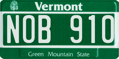 VT license plate NOB910