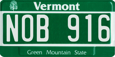 VT license plate NOB916