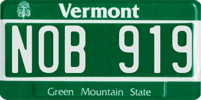 VT license plate NOB919