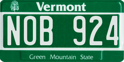 VT license plate NOB924