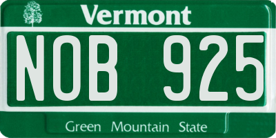 VT license plate NOB925