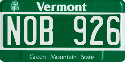 VT license plate NOB926