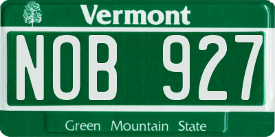 VT license plate NOB927
