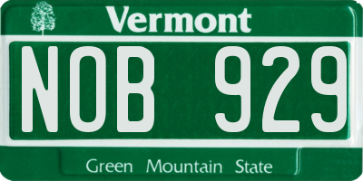 VT license plate NOB929