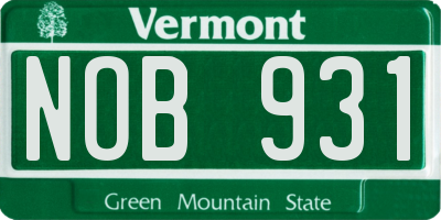 VT license plate NOB931