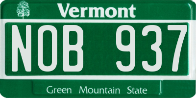 VT license plate NOB937