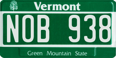 VT license plate NOB938