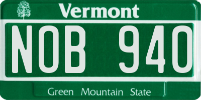 VT license plate NOB940