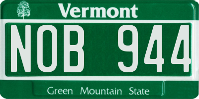 VT license plate NOB944