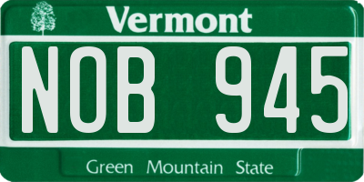 VT license plate NOB945