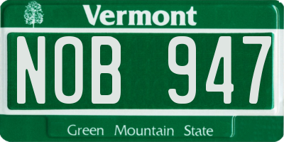 VT license plate NOB947