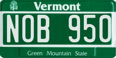 VT license plate NOB950