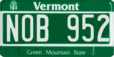VT license plate NOB952